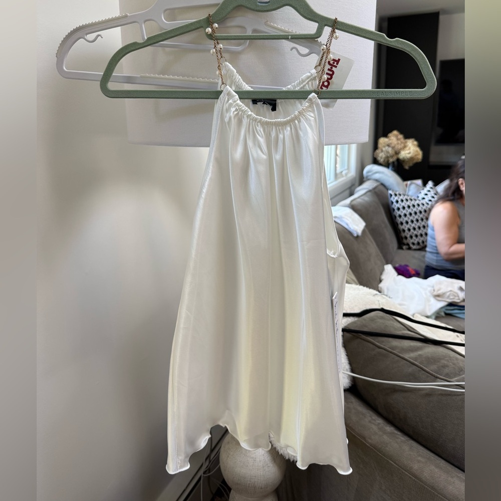 White Satin Halter Top